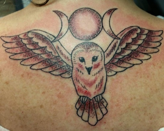 owl and moon tattoo