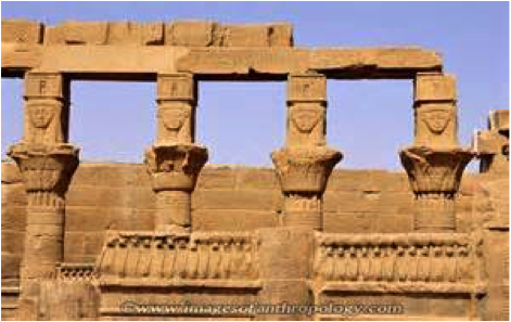 The Temple of Hathor at Philae Island, Aswan (Columns depicting Hathor)