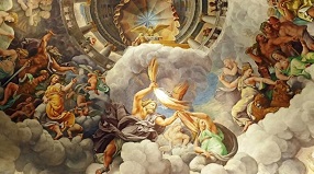  A painting of angels in a dome 