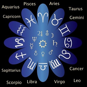  A blue flower with zodiac symbols 