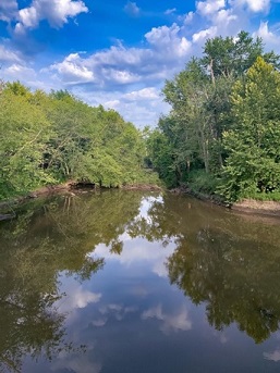  A river with trees and blue sky 